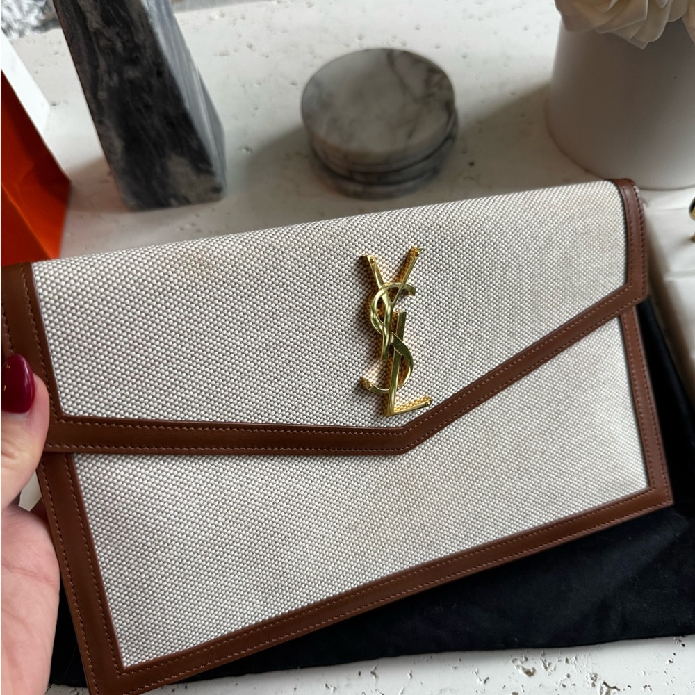 Saint Laurent Tan Leather Clutch - Picture 2 of 16